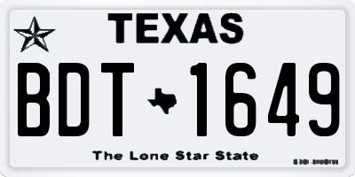 TX license plate BDT1649