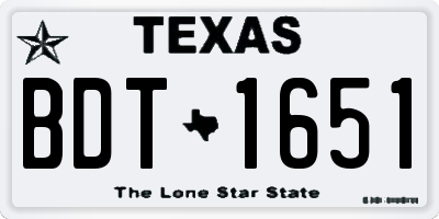 TX license plate BDT1651