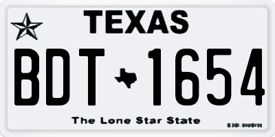 TX license plate BDT1654