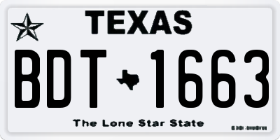 TX license plate BDT1663