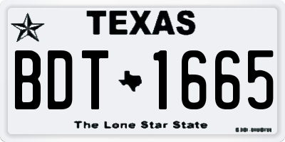 TX license plate BDT1665
