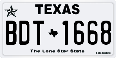 TX license plate BDT1668