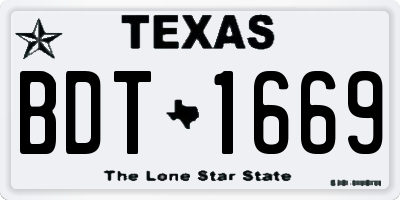 TX license plate BDT1669