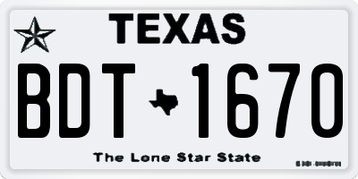 TX license plate BDT1670