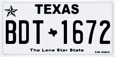 TX license plate BDT1672