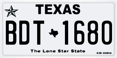 TX license plate BDT1680