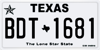 TX license plate BDT1681