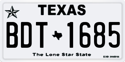 TX license plate BDT1685