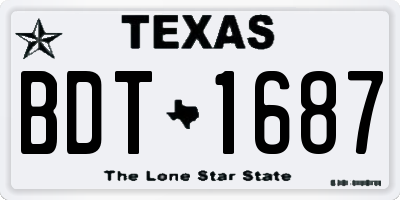 TX license plate BDT1687