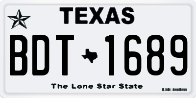 TX license plate BDT1689