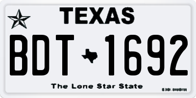 TX license plate BDT1692