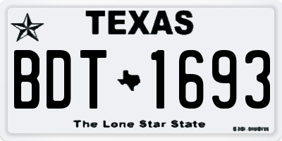 TX license plate BDT1693