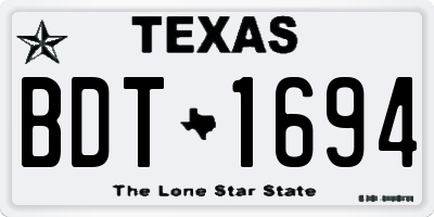 TX license plate BDT1694