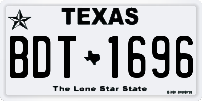 TX license plate BDT1696