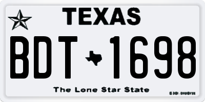 TX license plate BDT1698