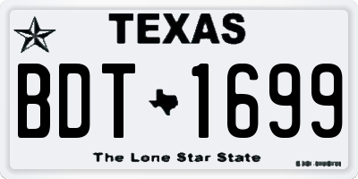 TX license plate BDT1699