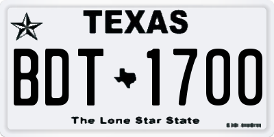 TX license plate BDT1700