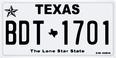 TX license plate BDT1701