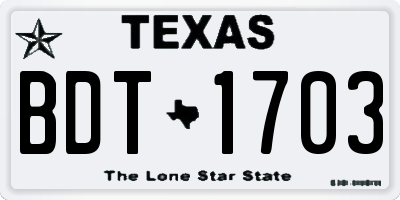 TX license plate BDT1703