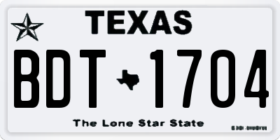 TX license plate BDT1704