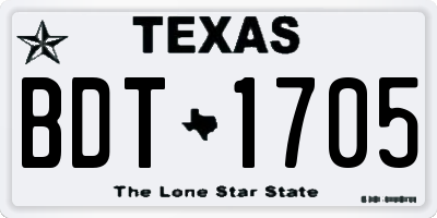 TX license plate BDT1705