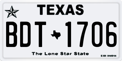 TX license plate BDT1706