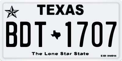 TX license plate BDT1707
