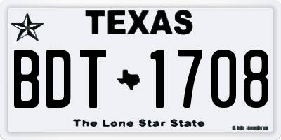 TX license plate BDT1708
