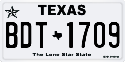 TX license plate BDT1709