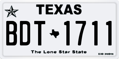 TX license plate BDT1711