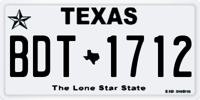 TX license plate BDT1712
