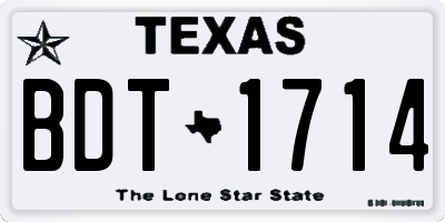 TX license plate BDT1714