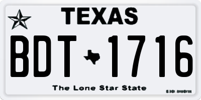TX license plate BDT1716