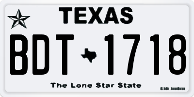 TX license plate BDT1718
