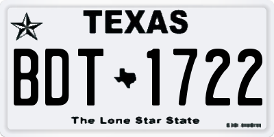 TX license plate BDT1722