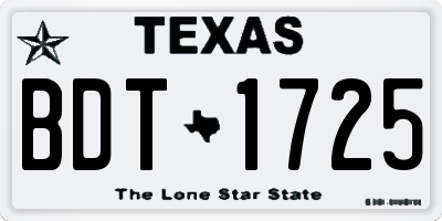 TX license plate BDT1725