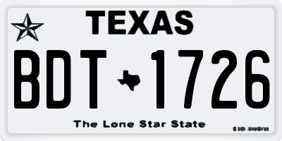 TX license plate BDT1726