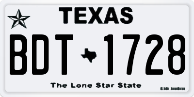 TX license plate BDT1728