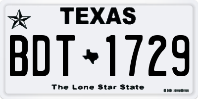 TX license plate BDT1729