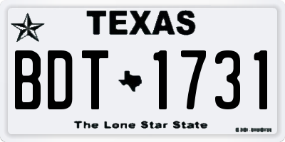 TX license plate BDT1731