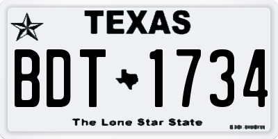 TX license plate BDT1734