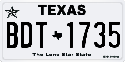 TX license plate BDT1735