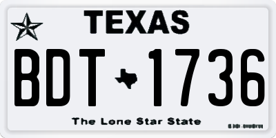 TX license plate BDT1736