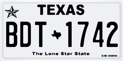 TX license plate BDT1742