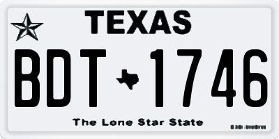 TX license plate BDT1746