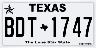 TX license plate BDT1747