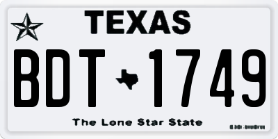 TX license plate BDT1749