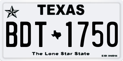 TX license plate BDT1750