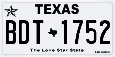 TX license plate BDT1752