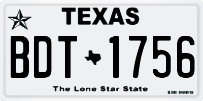 TX license plate BDT1756